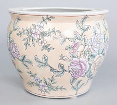 Vintage Chinese Porcelain Koi Fish Bowl Planter Jardiniere