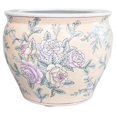 Vintage Chinese Porcelain Koi Fish Bowl Planter Jardiniere