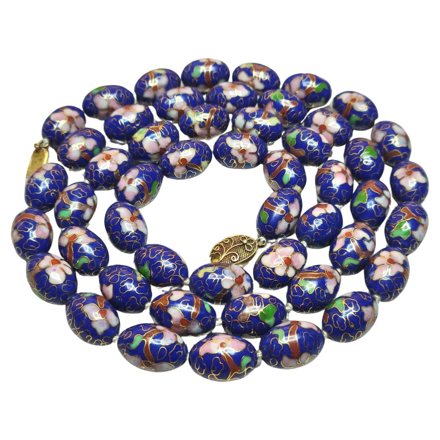 Vintage Chinese Blue Porcelain Necklace