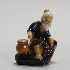 Figura vintage de porcelana china PROC Shou Lao Shiwan, años 1990/80