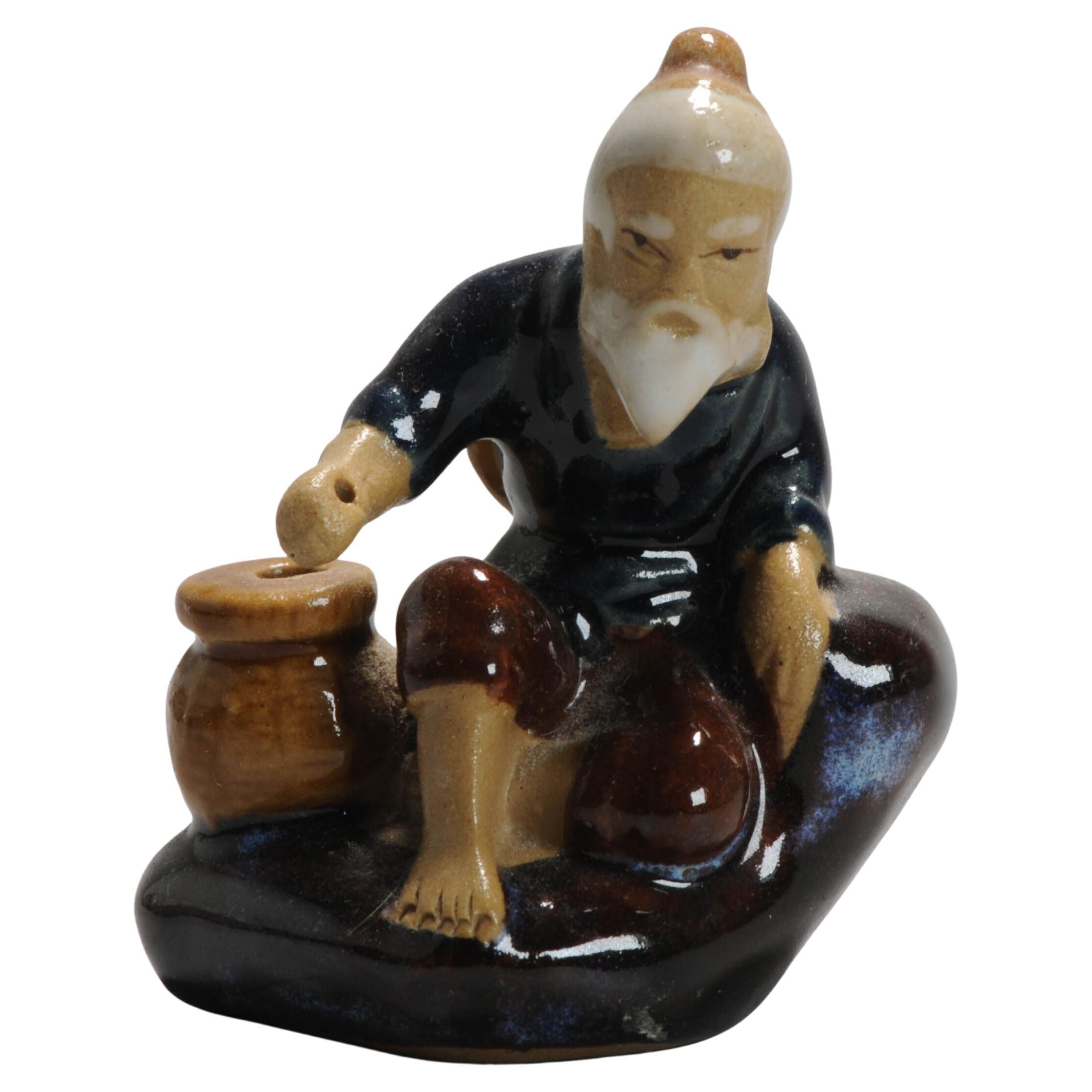 Figura di porcellana cinese d'epoca PROC Shou Lao Shiwan, anni 1990/80