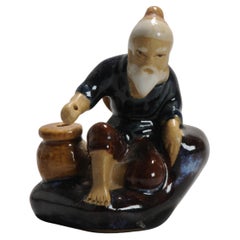 Figure de Shiwan Shou Lao vintage en porcelaine chinoise PROC, années 1990/80