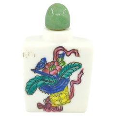 Vintage Chinese Porcelain Snuff Bottle Fencai Flowers Planter Jade Stopper 20c