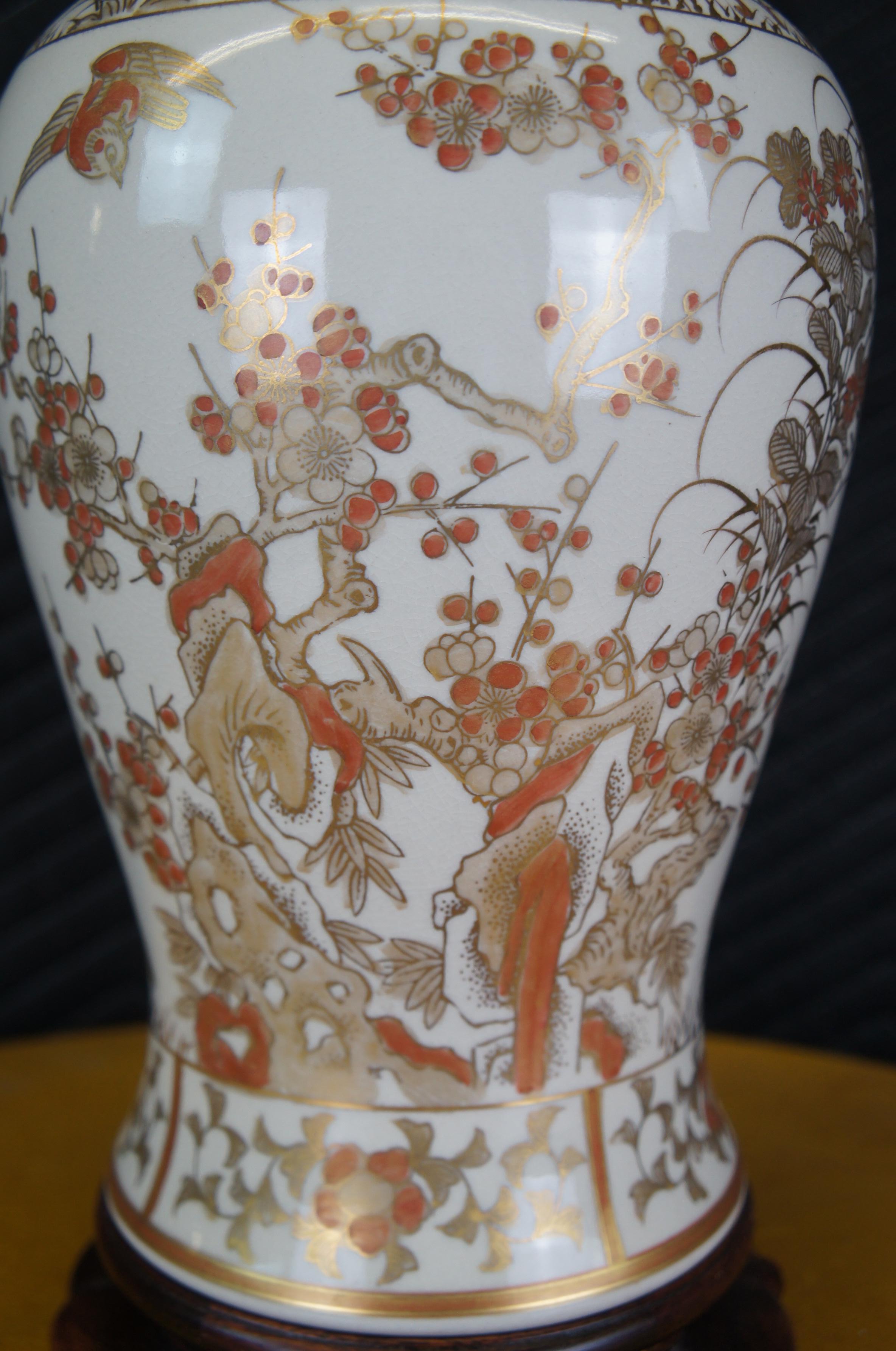Chinoiseries Lampe de table vintage en porcelaine chinoise Chinoiserie Cherry Blossom Birds 32