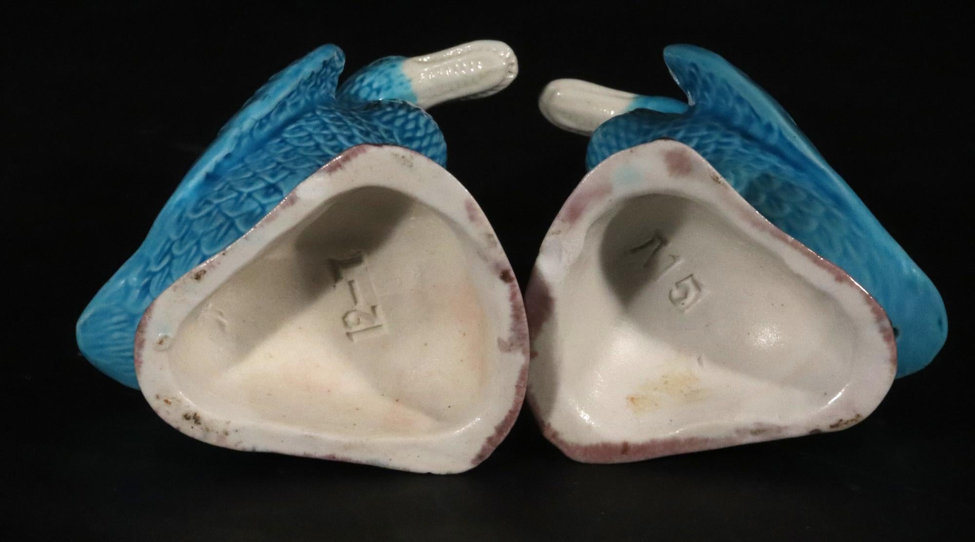 Vintage Chinese Porcelain Turquoise Pair of Indian Runner Ducks For Sale 2