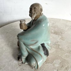 Vintage Chinese Pottery Figurine/Sculpture of a Mudman Drinking Tea