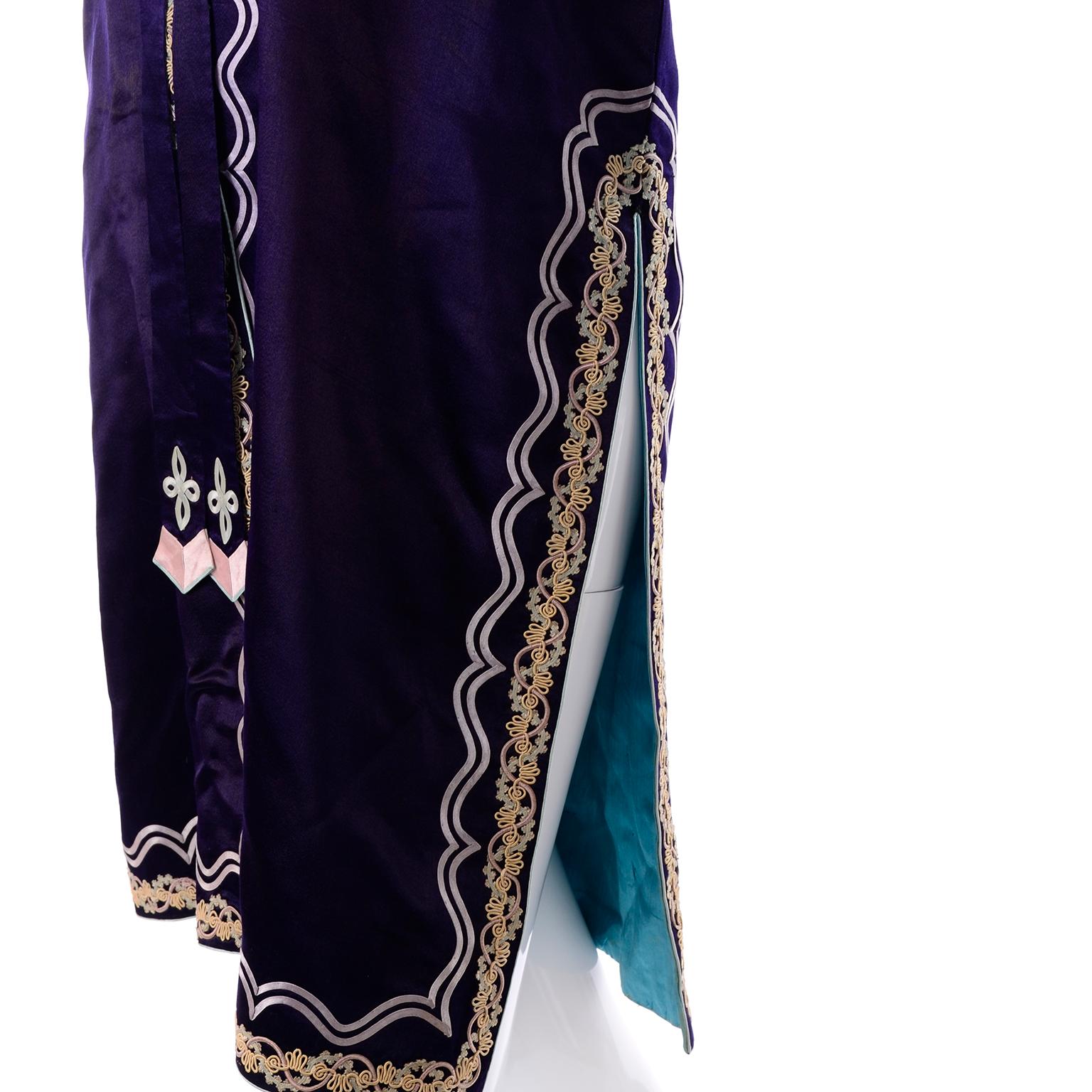 Vintage Chinese Purple & Pink Silk Embroidered Jacket W Ribbon & Soutache Trim 5