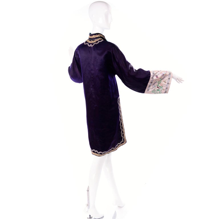 Vintage Chinese Purple and Pink Silk Embroidered Jacket W Ribbon and ...