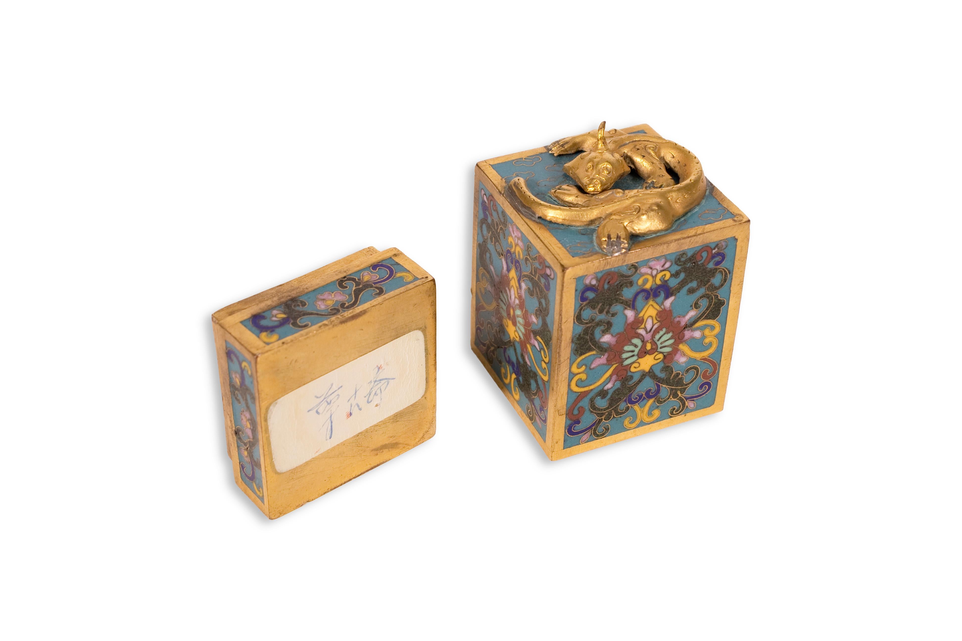 Vintage Chinese Qing Dynasty Schreibtisch oder Kalligraphie Set Cloisonne asiatischen Gelehrten im Angebot 10
