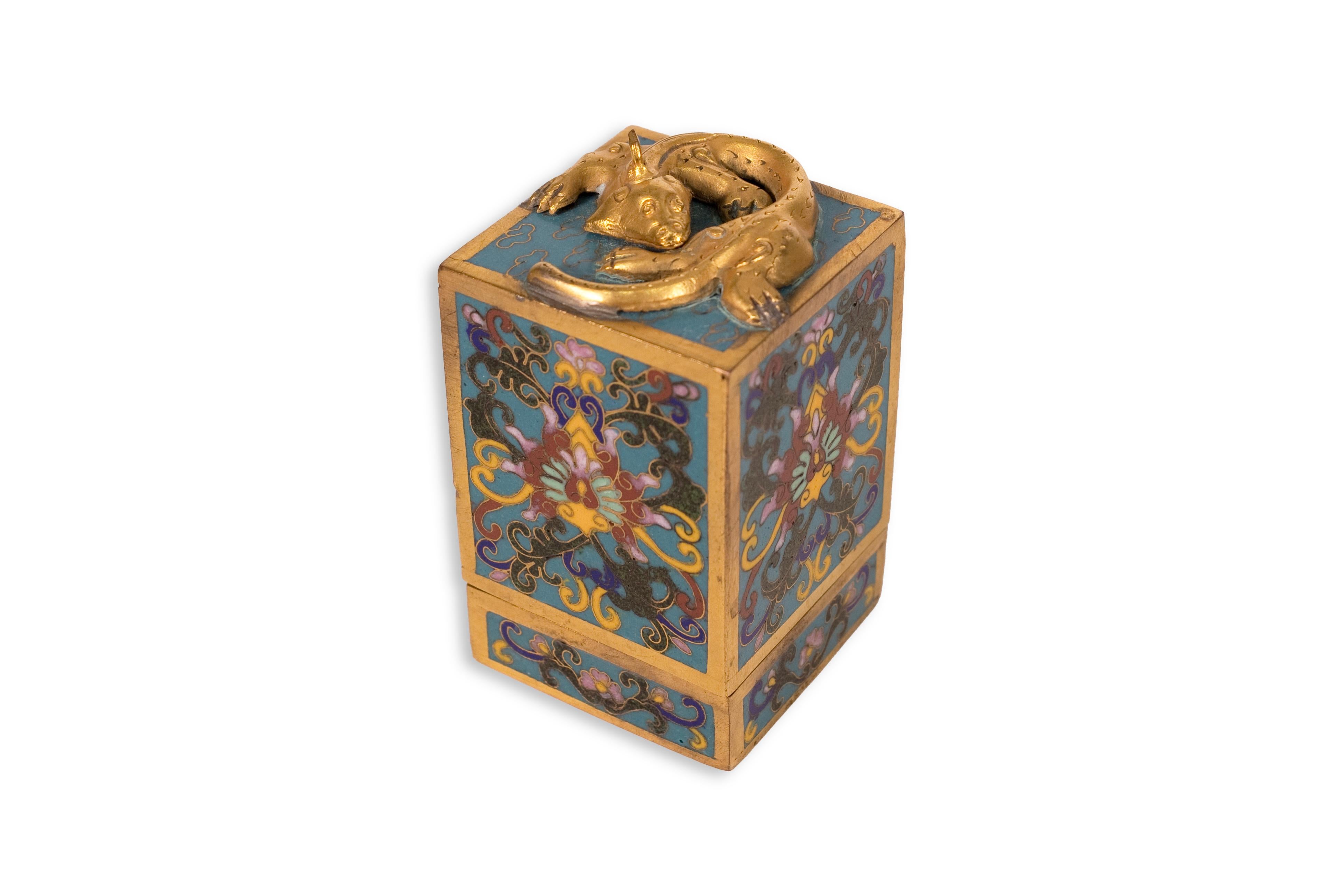 Vintage Chinese Qing Dynasty Schreibtisch oder Kalligraphie Set Cloisonne asiatischen Gelehrten im Angebot 1