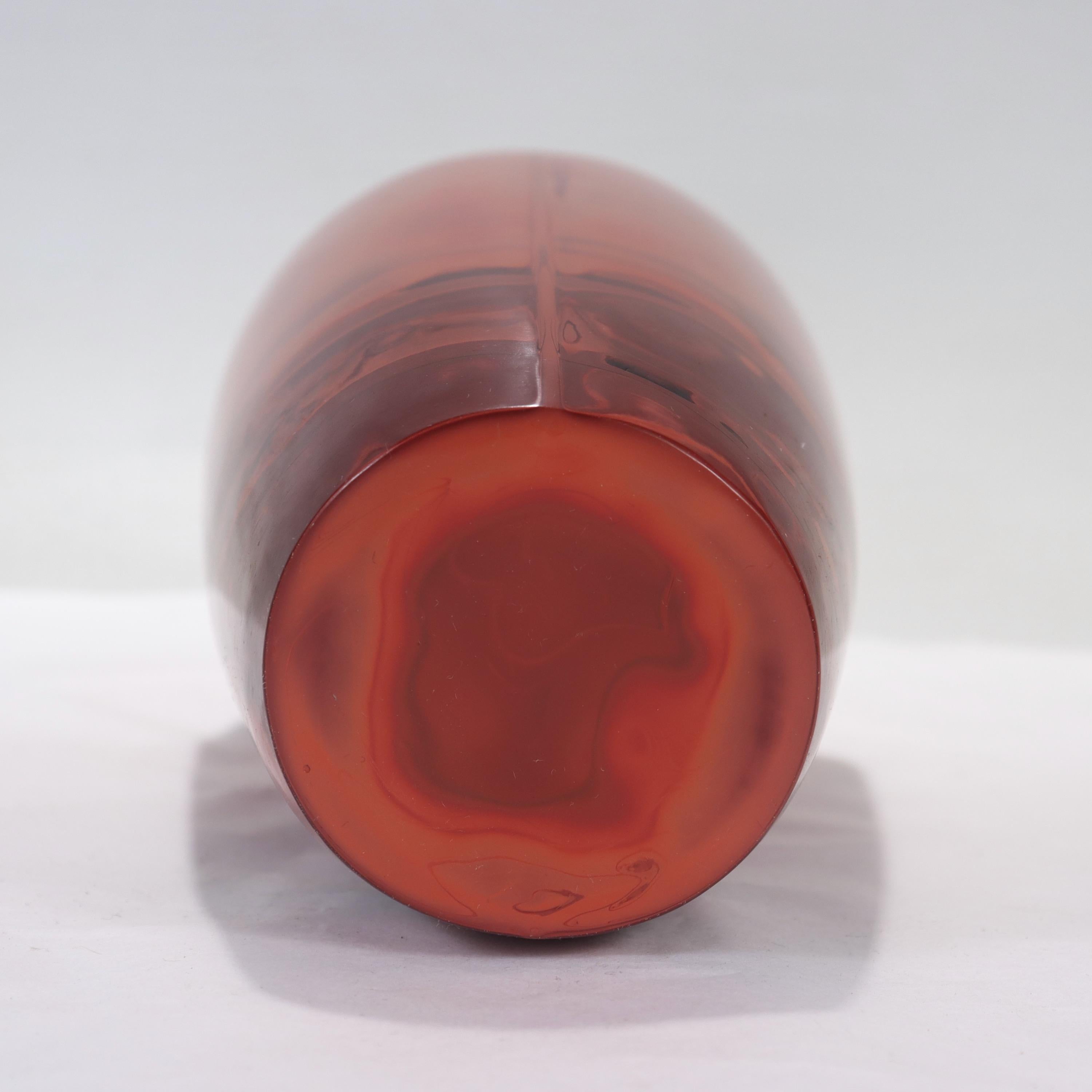 Vintage Chinese Realgar Peking Glass Baluster Vase For Sale 6