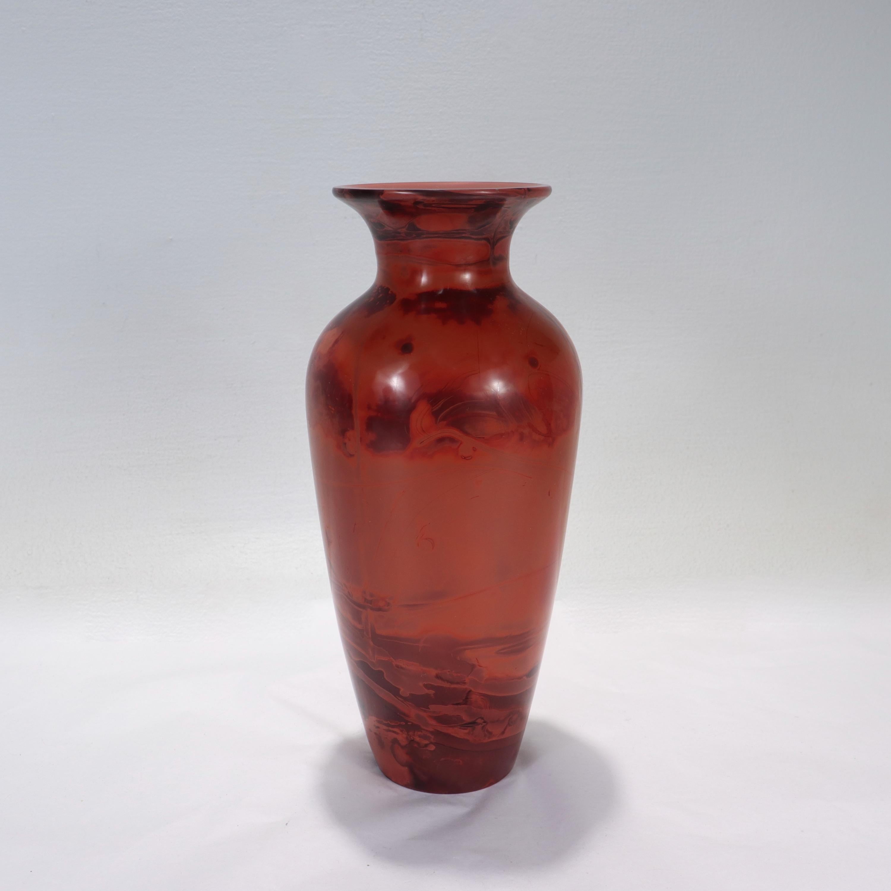 Chinesische Peking-Glas-Baluster-Vase, Realgar Peking (Chinesischer Export) im Angebot