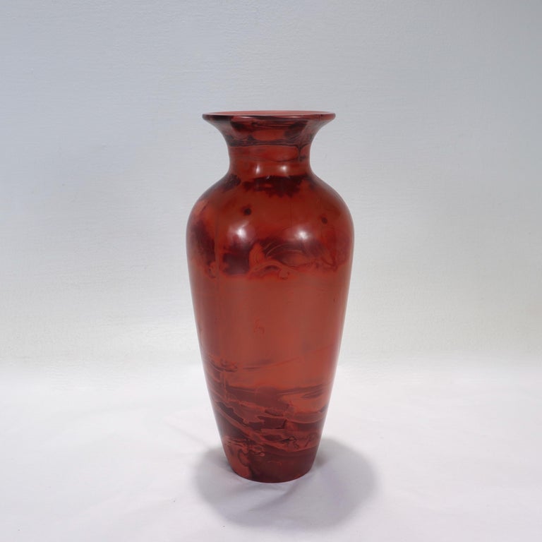 Vintage Chinese Realgar Peking Glass Baluster Vase For Sale at 1stDibs