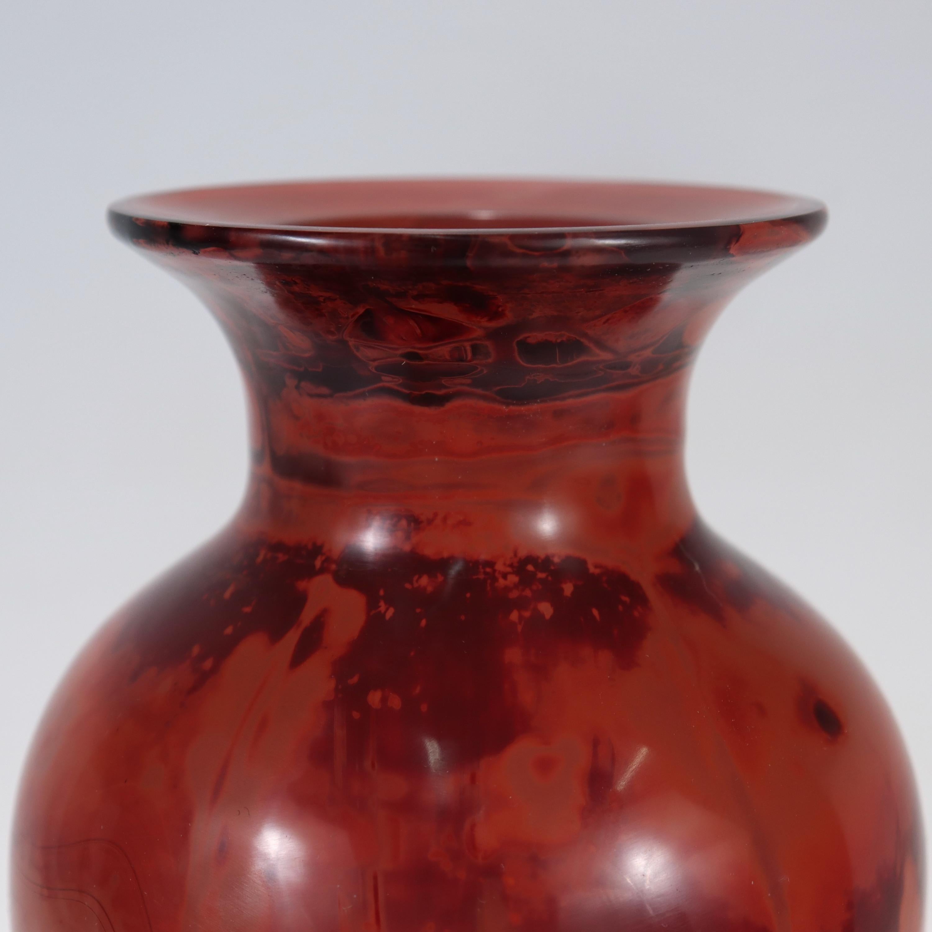 Vintage Chinese Realgar Peking Glass Baluster Vase For Sale 2