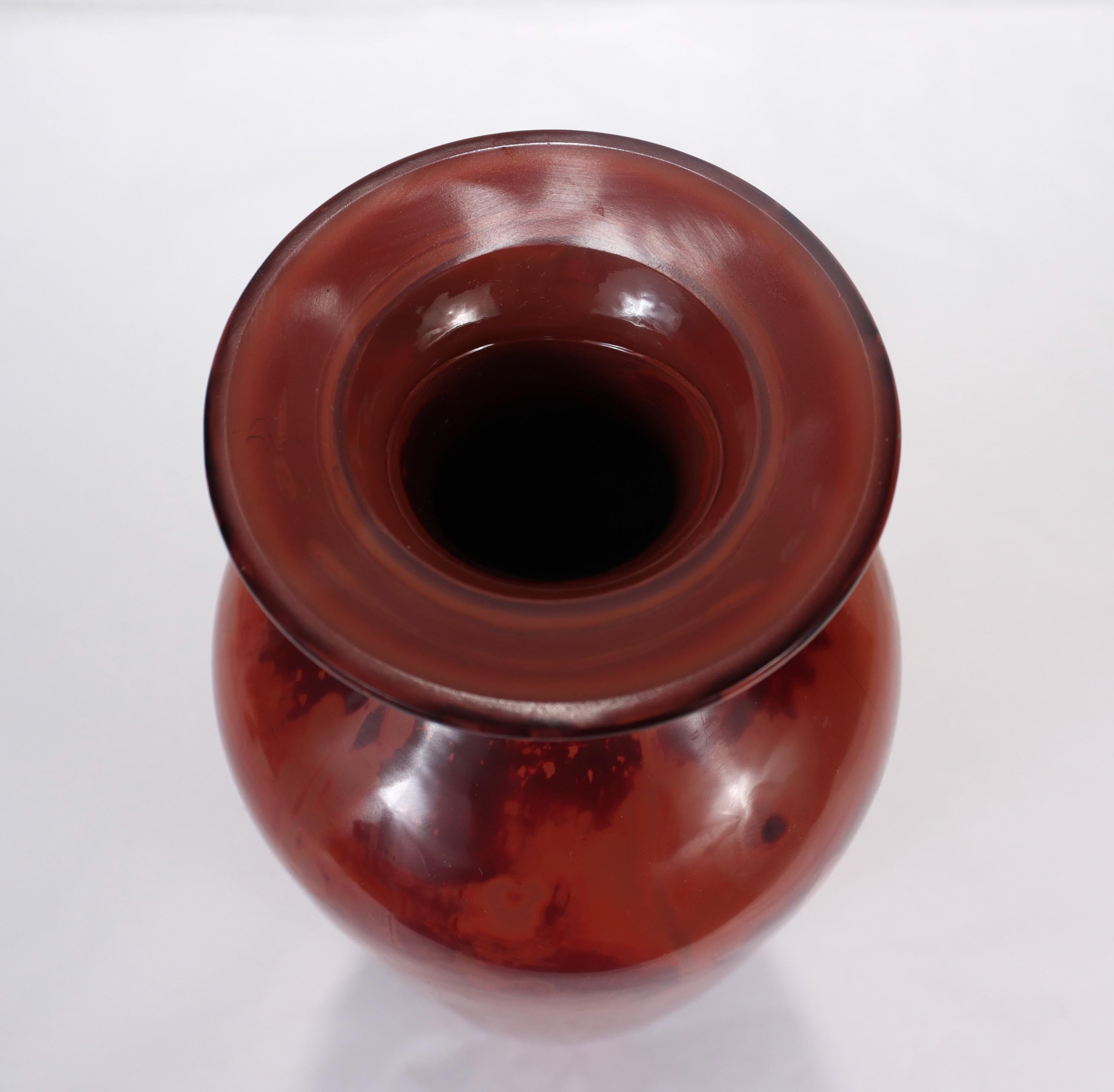 Vintage Chinese Realgar Peking Glass Baluster Vase For Sale 4