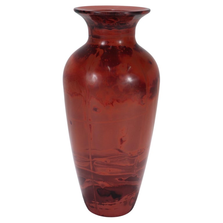 Vintage Chinese Realgar Peking Glass Baluster Vase For Sale at 1stDibs