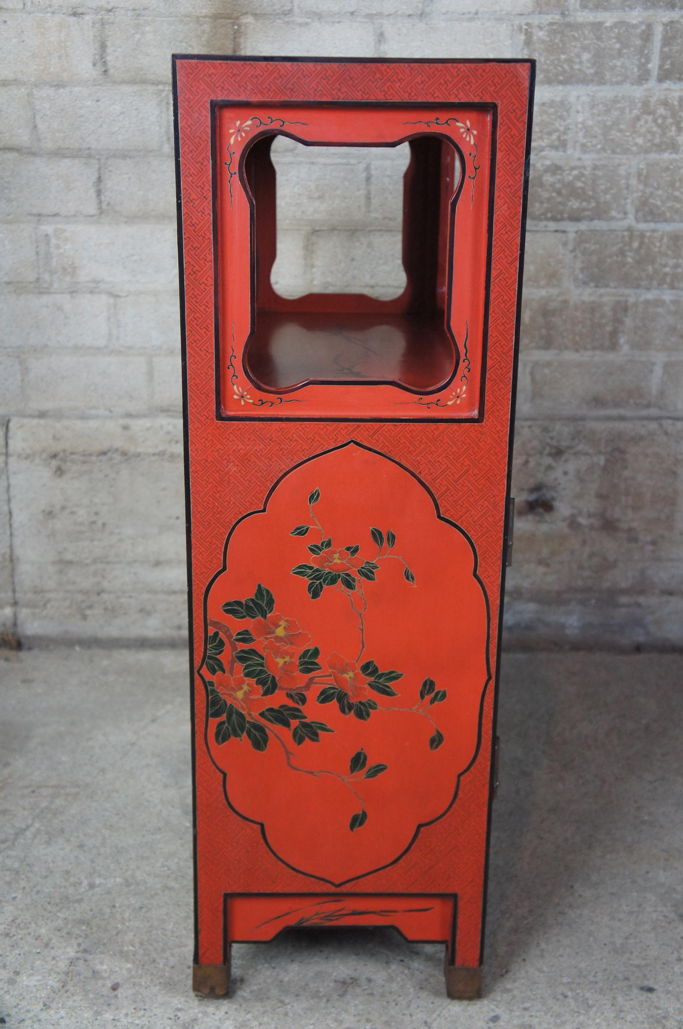 Hardwood Vintage Chinese Red Lacquer Alter Cabinet Stand Chinoiserie Entry Console
