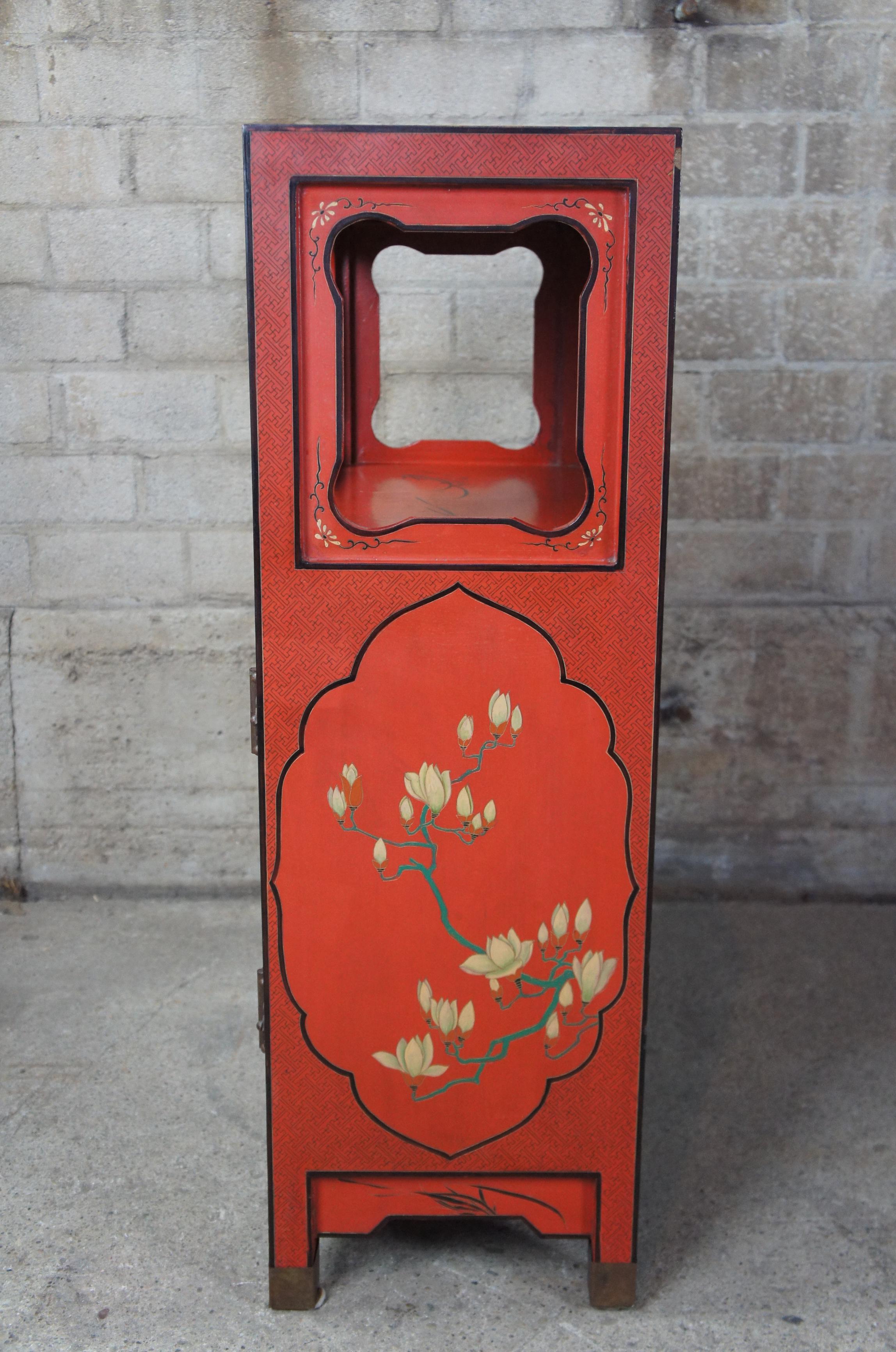 Vintage Chinese Red Lacquer Alter Cabinet Stand Chinoiserie Entry Console 1