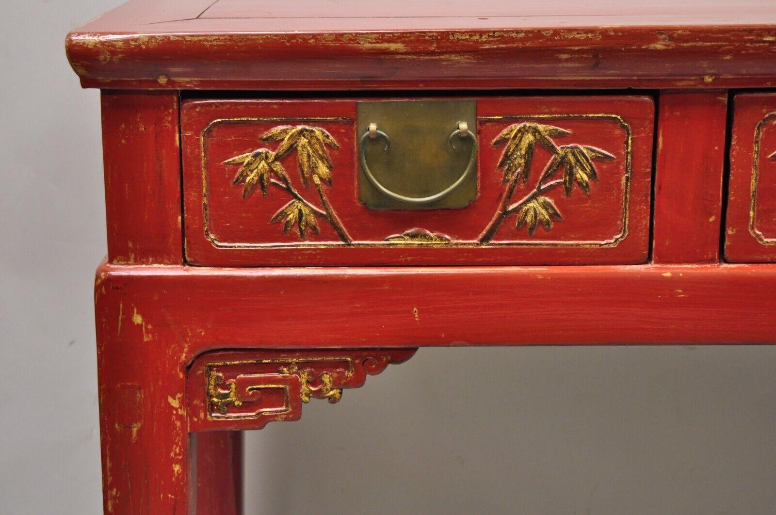 red console table