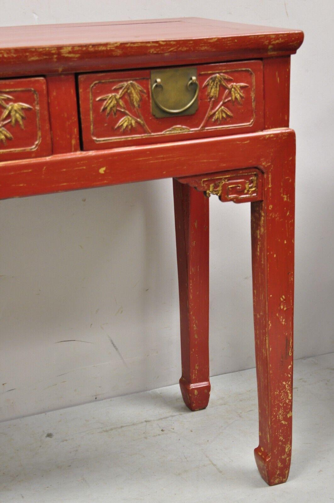 red lacquer console table