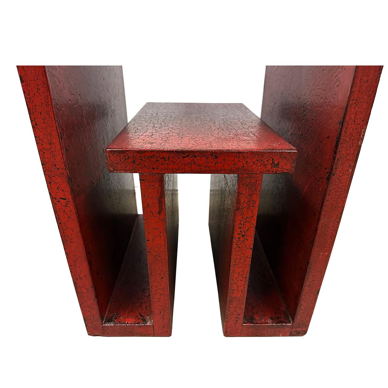 20th Century Vintage Chinese Red Lacquered Bar Stool for Couple - a Pair For Sale