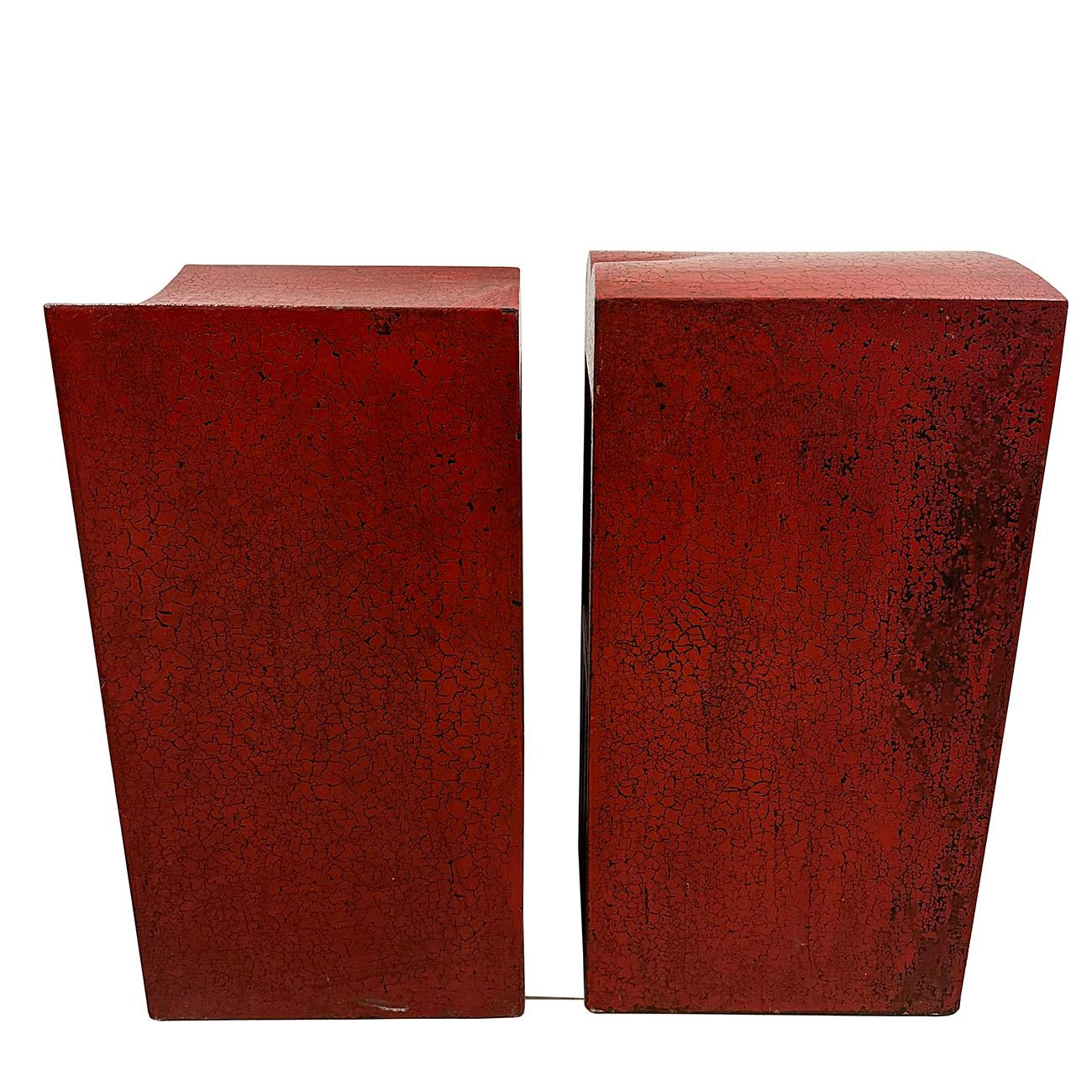 Vintage Chinese Red Lacquered Bar Stool for Couple - a Pair For Sale 2