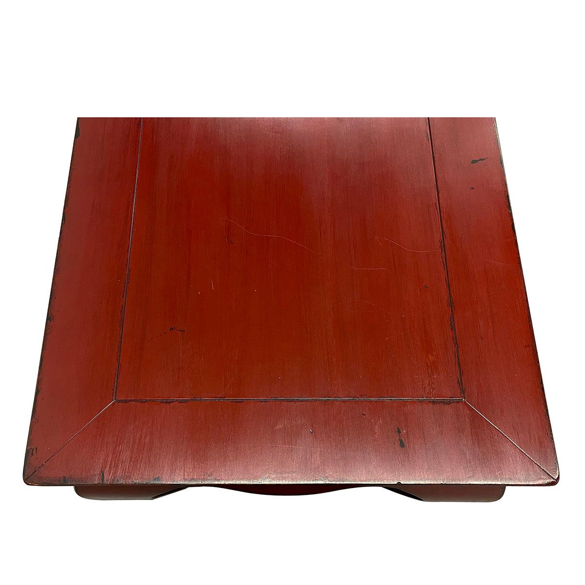 Vintage Chinese Red Lacquered Ming Dynasty Style Coffee Table For Sale 1