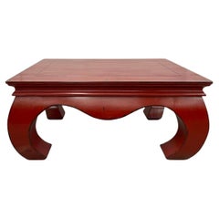 Retro Chinese Red Lacquered Ming Dynasty Style Coffee Table