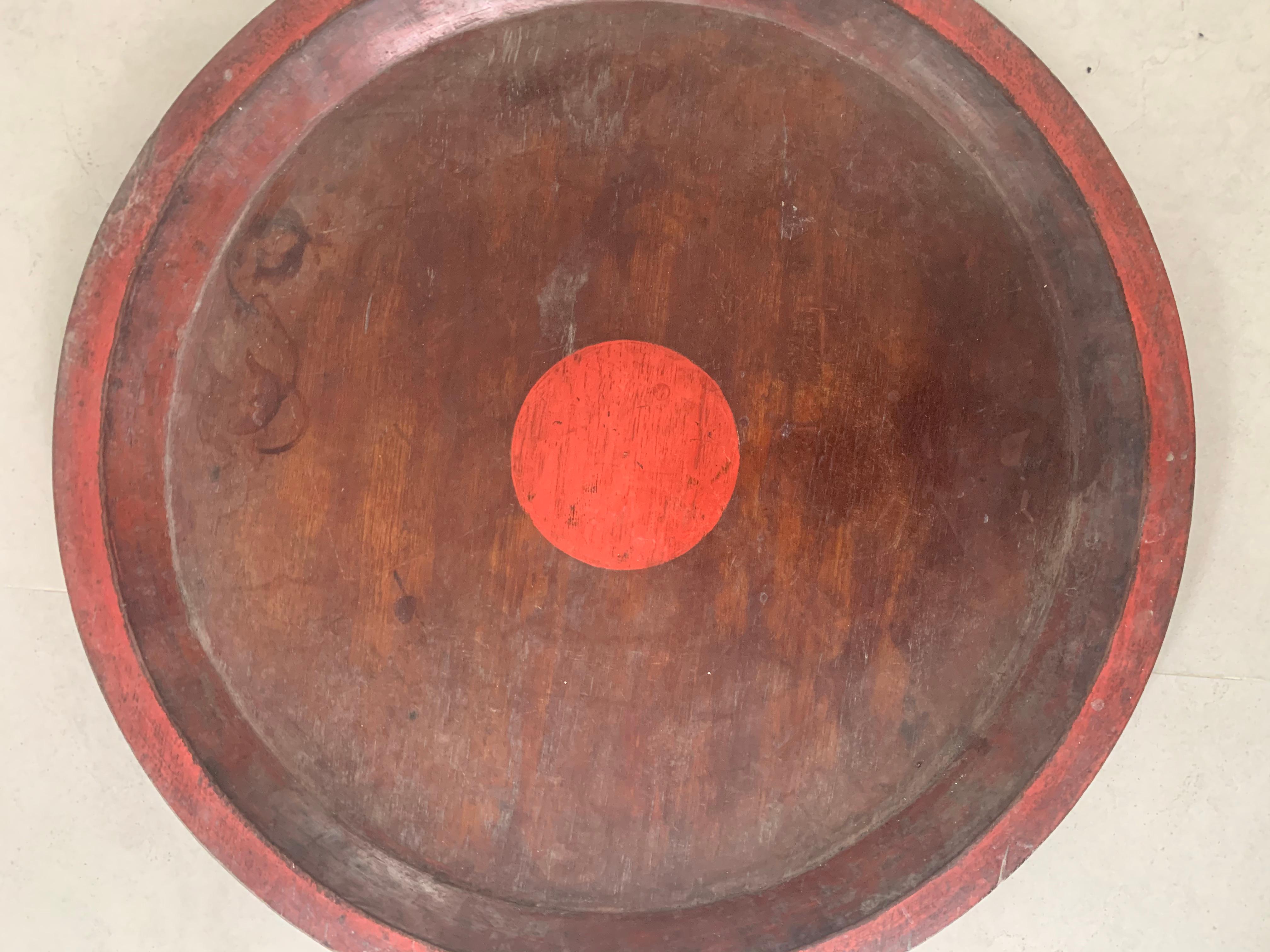 Other Vintage Chinese Red Wood Trays Set For Sale