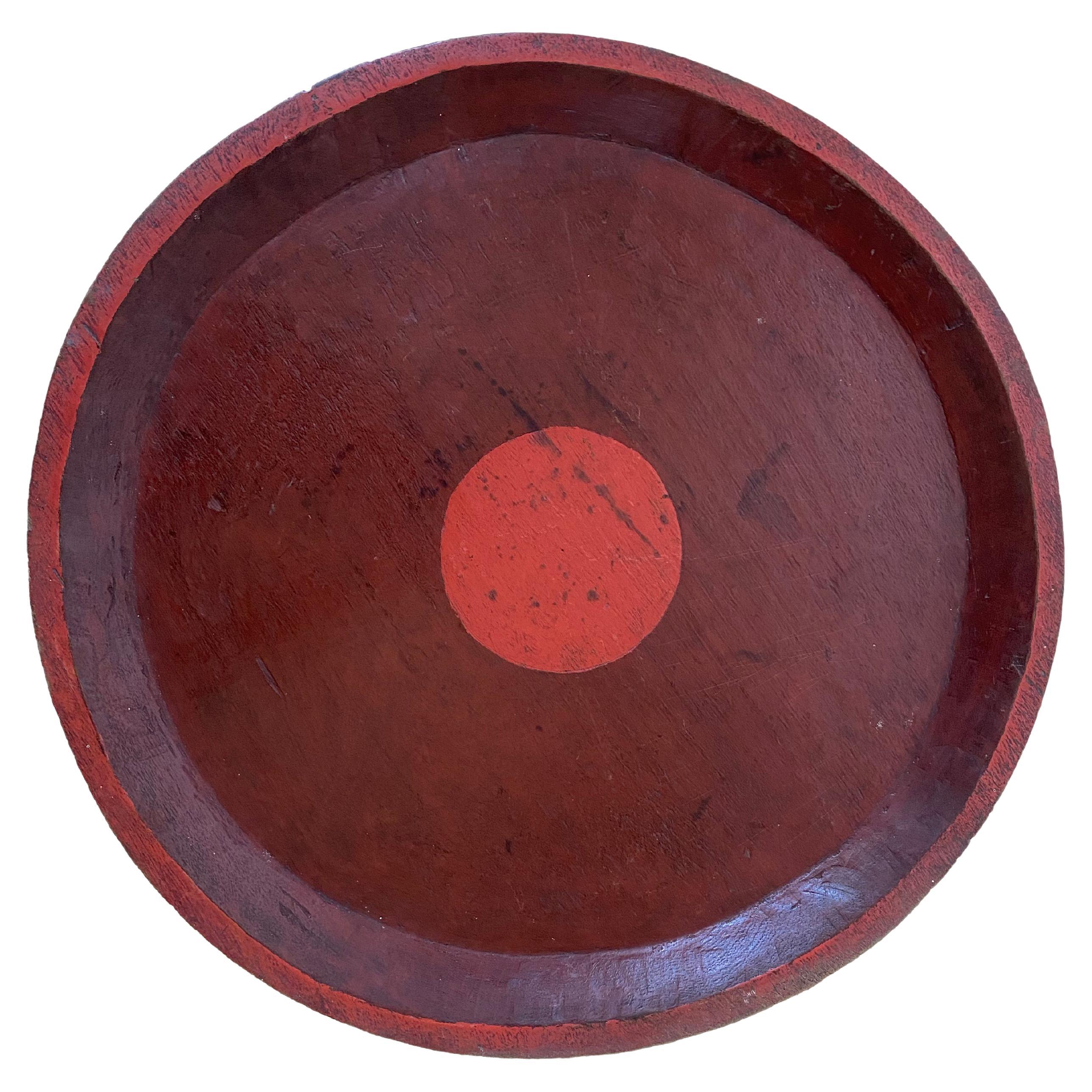 Vintage Chinese Red Wood Tray For Sale