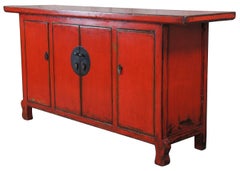 Vintage Chinese Reg Lacquer Elm Ming Style Console Table Sideboard Cabinet