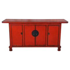 Vintage Chinese Reg Lacquer Elm Ming Style Console Table Sideboard Cabinet