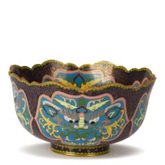 Vintage Chinese Republic Period Cloisonné Bowl, Early 20th Century