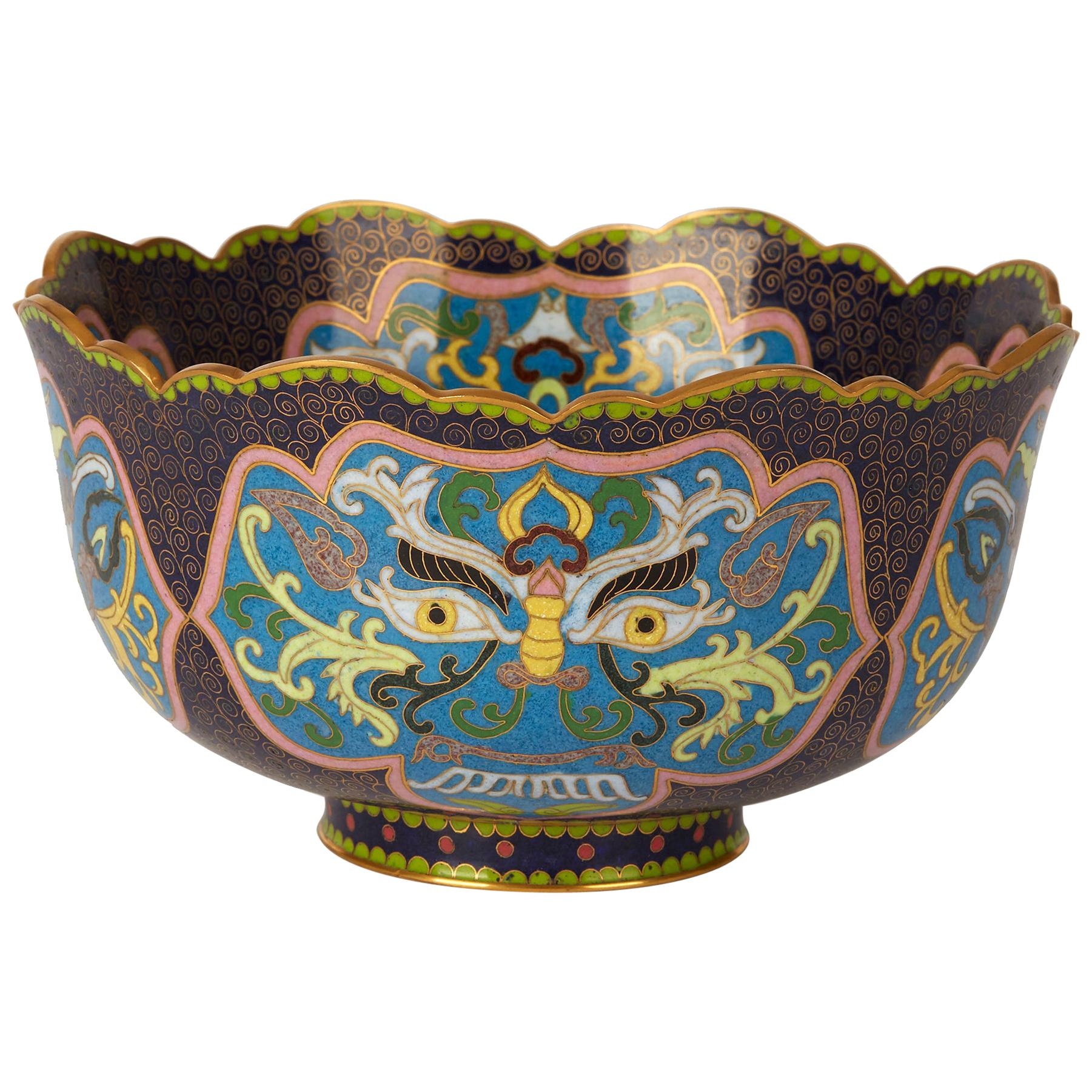 Vintage Chinese Republic Period Cloisonné Bowl, Early 20th Century For Sale