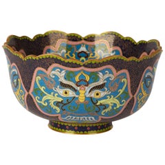 Antique Chinese Republic Period Cloisonné Bowl, Early 20th Century