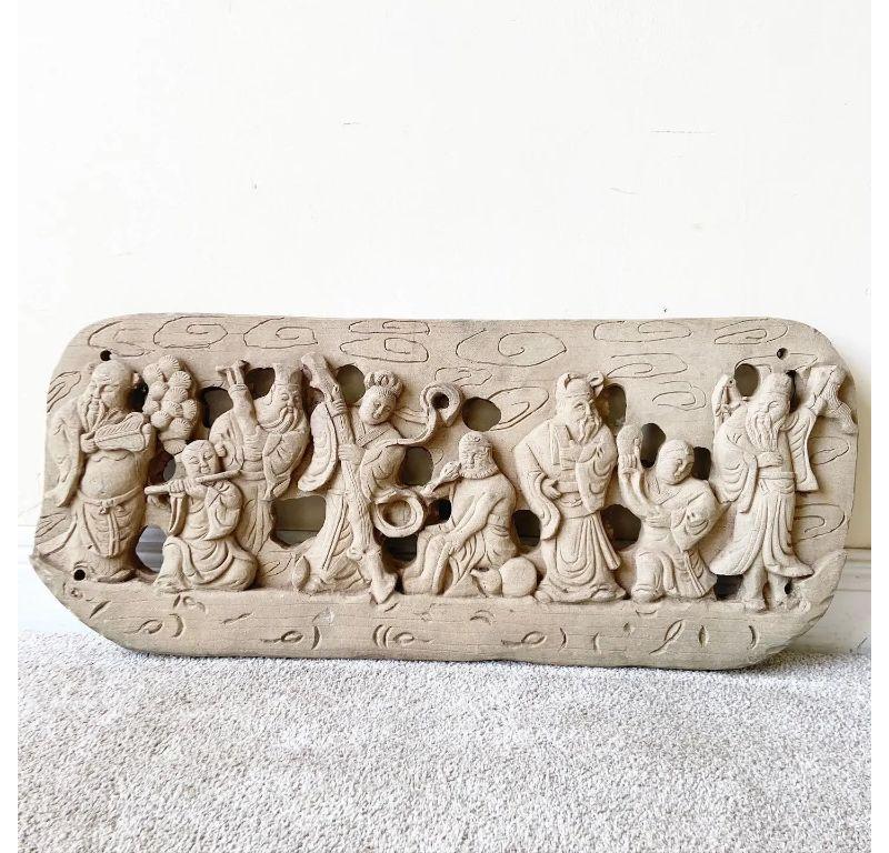 Scultura cinese vintage in resina a rilievo - una coppia in vendita 1