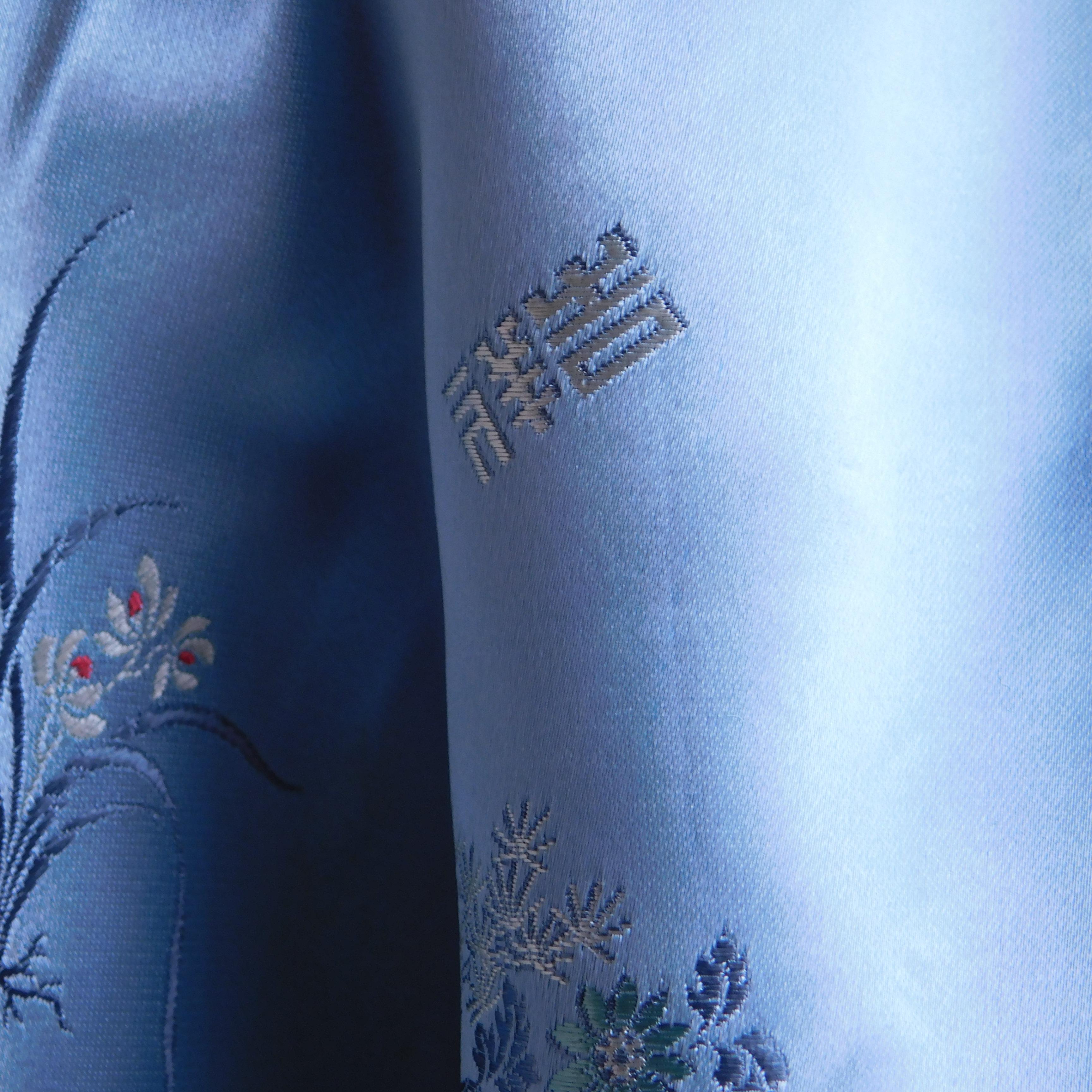 Vintage Chinese Reversible Blue Silk Jacket For Sale 8