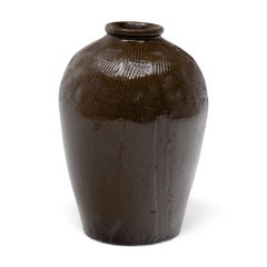 Vintage Chinese Ridged Wine Jar, Early 20th Century