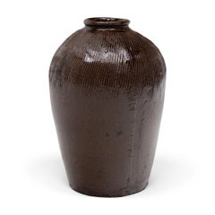 Vintage Chinese Ridged Wine Jar, Early 20th Century