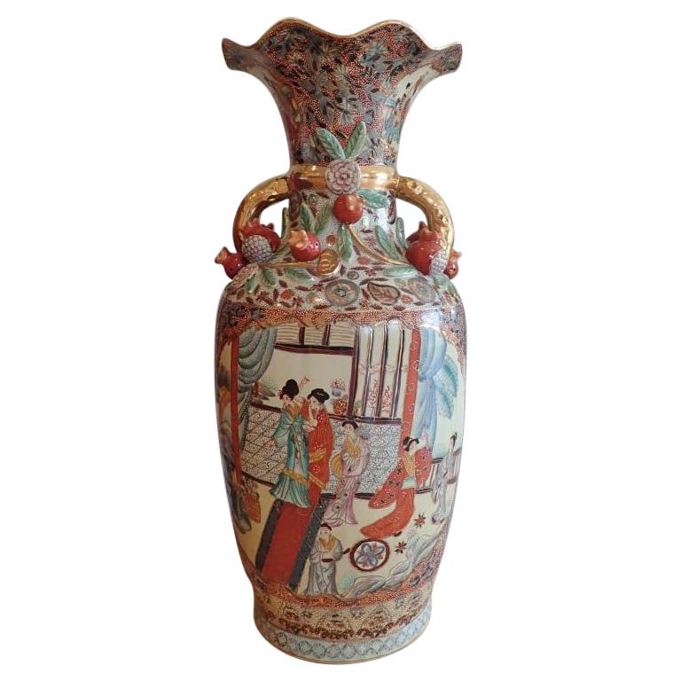 Vintage Chinese Rose Canton Floor Vase
