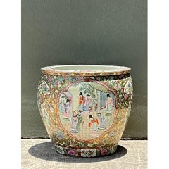Vintage Chinese Rose Famile Large Planter