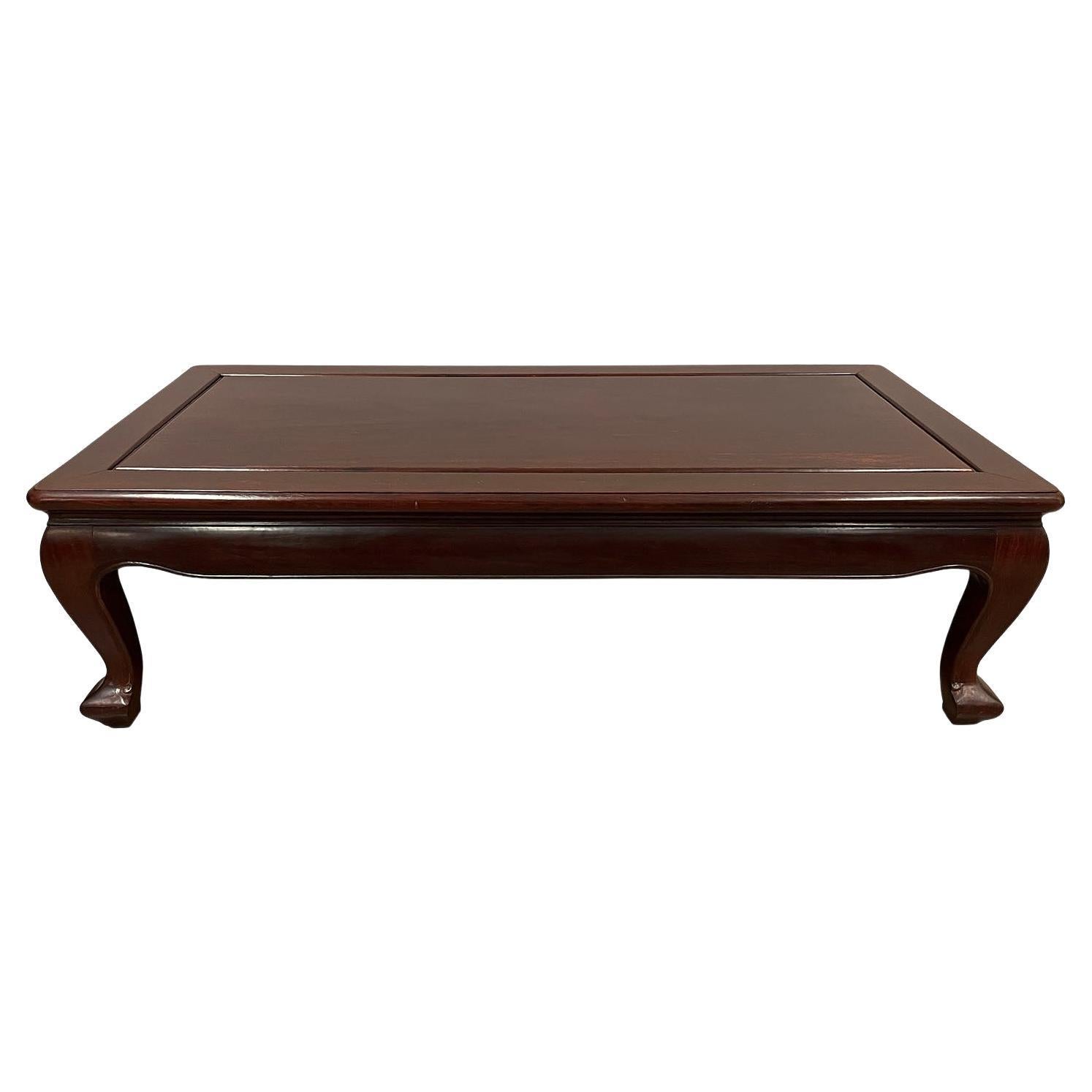 Vintage Chinese Rosewood Carved Coffee Table