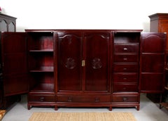Vintage Chinese Rosewood Display Cabinet Case TV Bookcase
