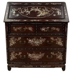 Vintage Chinese HuaLi Wood Secretary/Writing Desk with Mother of Pearl inlay
