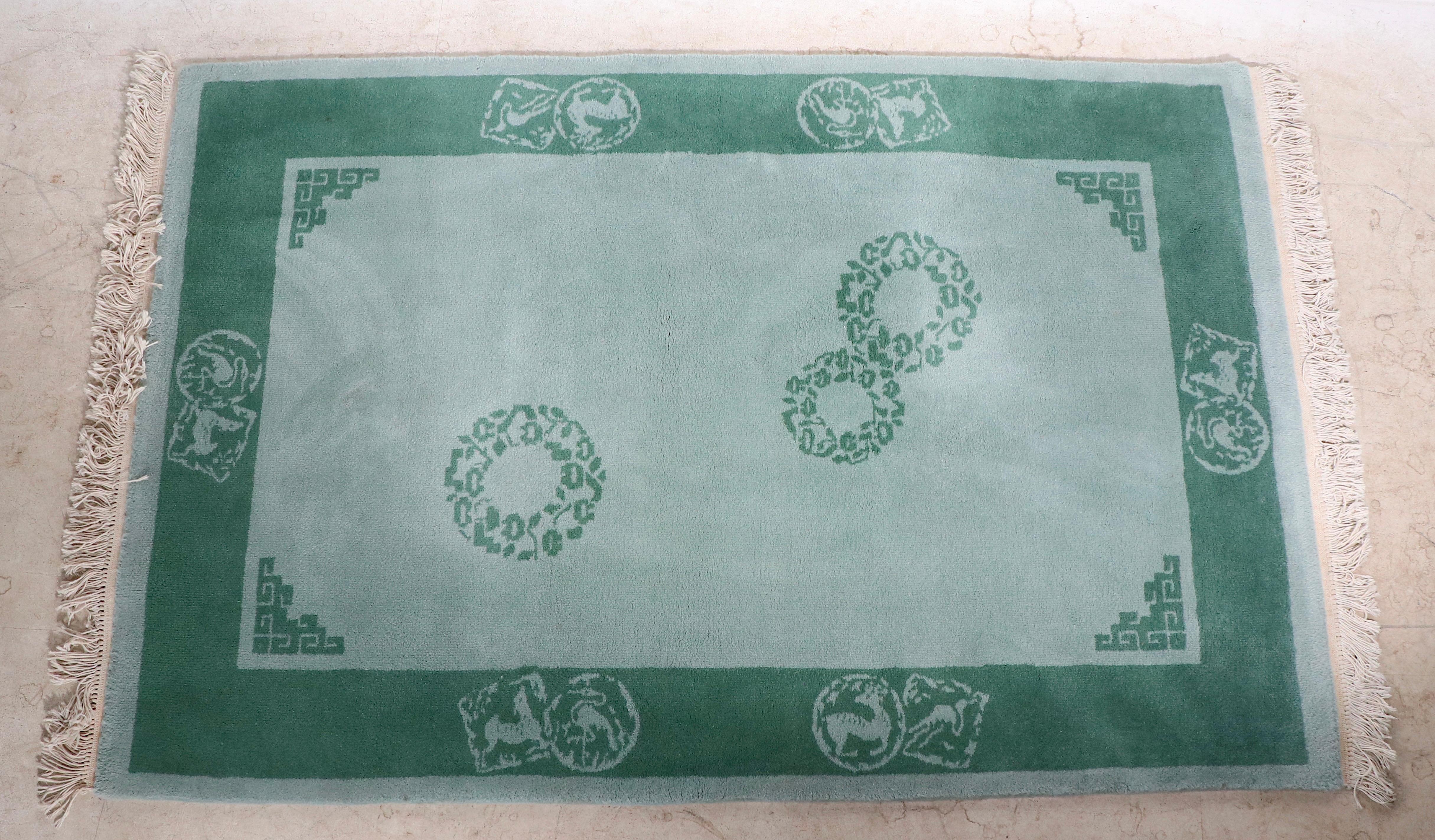 Exportation chinoise Tapis chinois vintage vert pkinois en vente