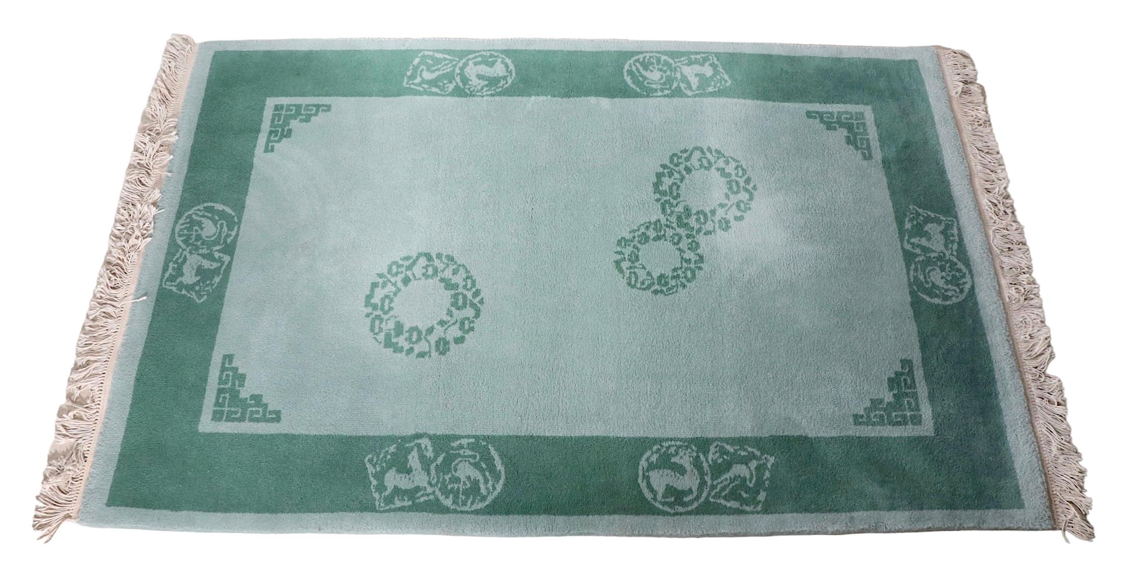 20ième siècle Tapis chinois vintage vert pkinois en vente