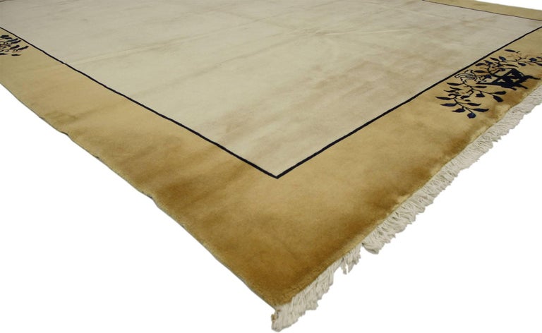 Vintage Chinese Rug with Minimalist Design, Peace and Tranquility For ...