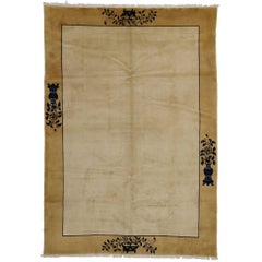 Vintage Chinese Rug with Minimalist Design, Peace and Tranquility