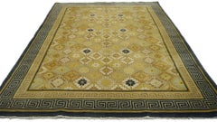 Vintage Chinese Rug with Modern Style with Double Greek Key Border