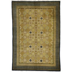 Vintage Chinese Rug with Modern Style with Double Greek Key Border